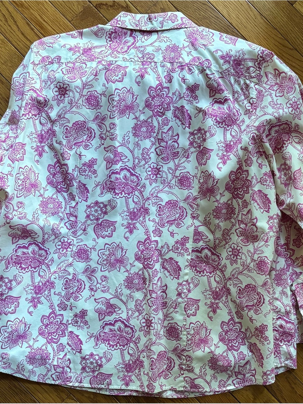 Lands' End 22W Pink & Cream Pattern No-Iron Supima Cotton Button Down Shirt